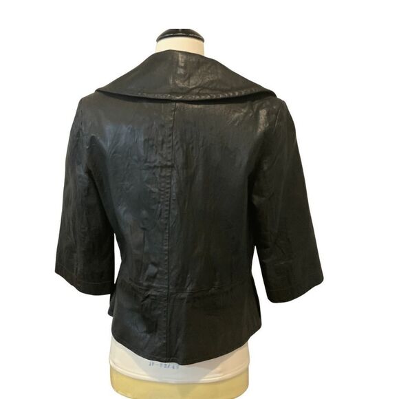 Worth 100% Leather Brown Chocolate Crinkle Leather Jacket Blazer 4 - Picture 4 of 14